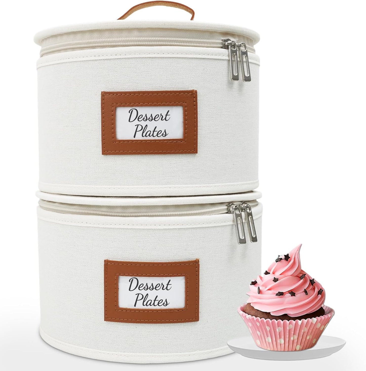 HOMELUX THEORY Dessert Plate Storage Box, 2pc Ivory Hard Shell China Storage Containers 24 Felt Pads, Kitchen Storage Bins With Lids, Heavy Duty Moving Box for Dishes, Dinner Plate, & Dinnerware