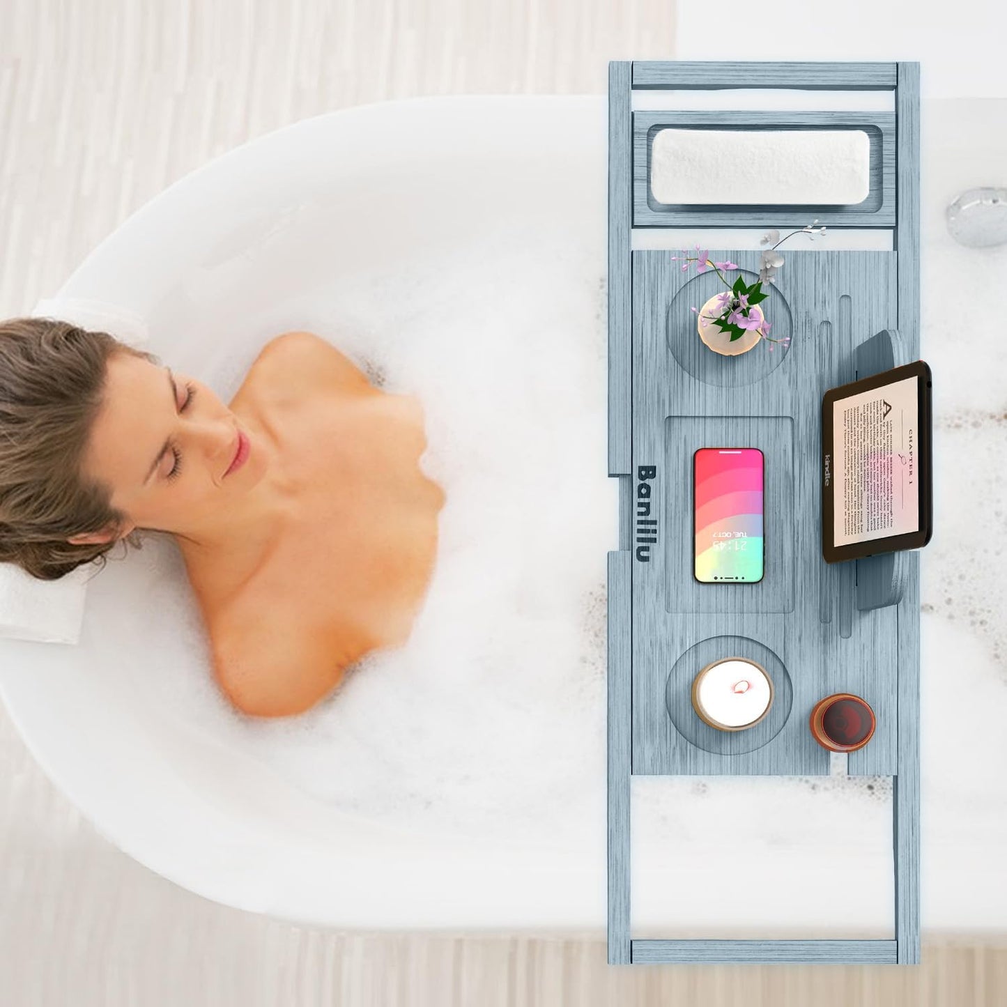 Premium Bathtub Caddy Tray - Bath Tray - Bath Tub Tray Table for Bathtub - Bath Caddy Tray for Bathtub, Expandable Size, Fits Most Bath Tubs