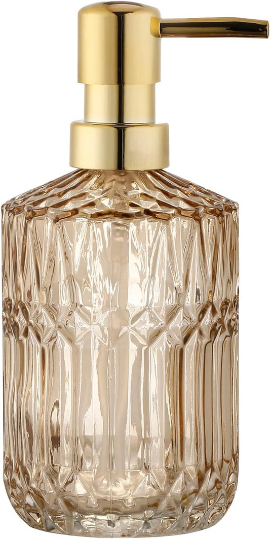 Soap Dispenser with Pump, Refillable Liquid Hand Soap Dish Soap Dispensers for Bathroom Counter, Kitchen Sink (Amber)