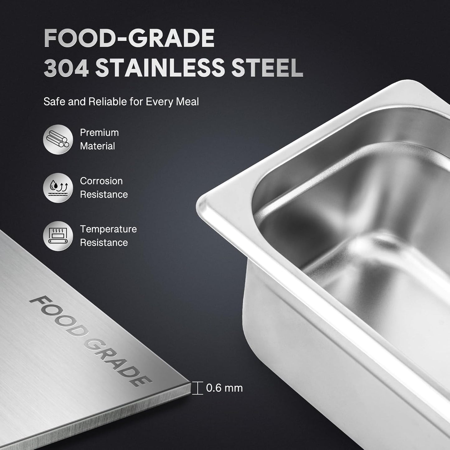 Wilprep 6 Pack Hotel Pans, 1/3 Size 4 in Deep Steam Table Pans with Lids, Food Grade Stainless Steel Hotel Pans, 4.2 qt Catering Food Storage Pans for Buffets Events Restaurants, NSF Listed