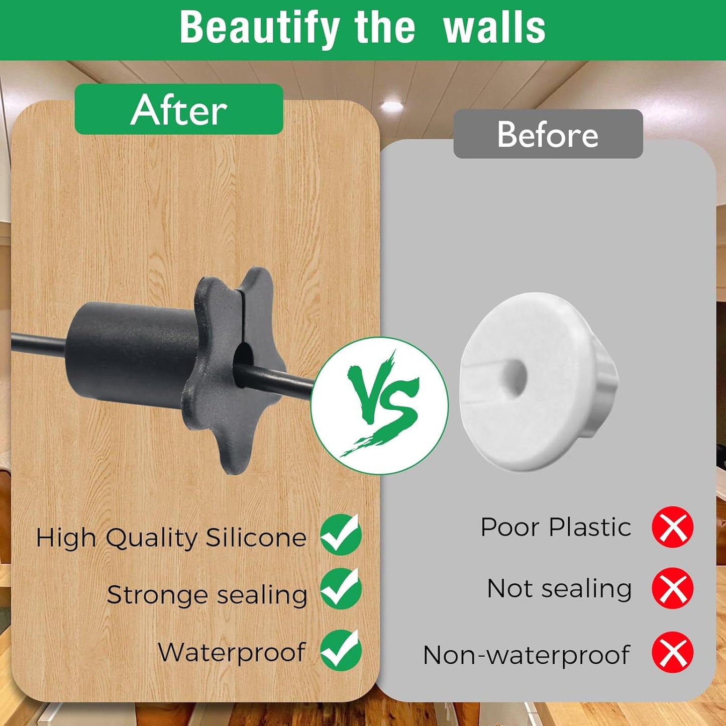 6pc Starlink Cable Grommet 5/8" Silicone Waterproof Wall Hole Pass Through Split Cable Bushings for TV Wire Ethernet Cord, Starlink Cable Routing Kit Accessories, 27.6mm/1.09" Ht, Grey