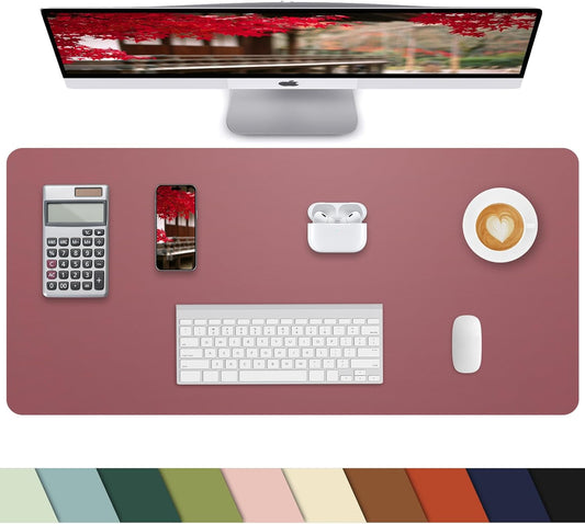 PULeather Non-Slip Desk Mat, Large Mouse Pad & Laptop Desk Pad - Waterproof Writing Pad for Office & Home (Light Purple, 35.4" x 17")