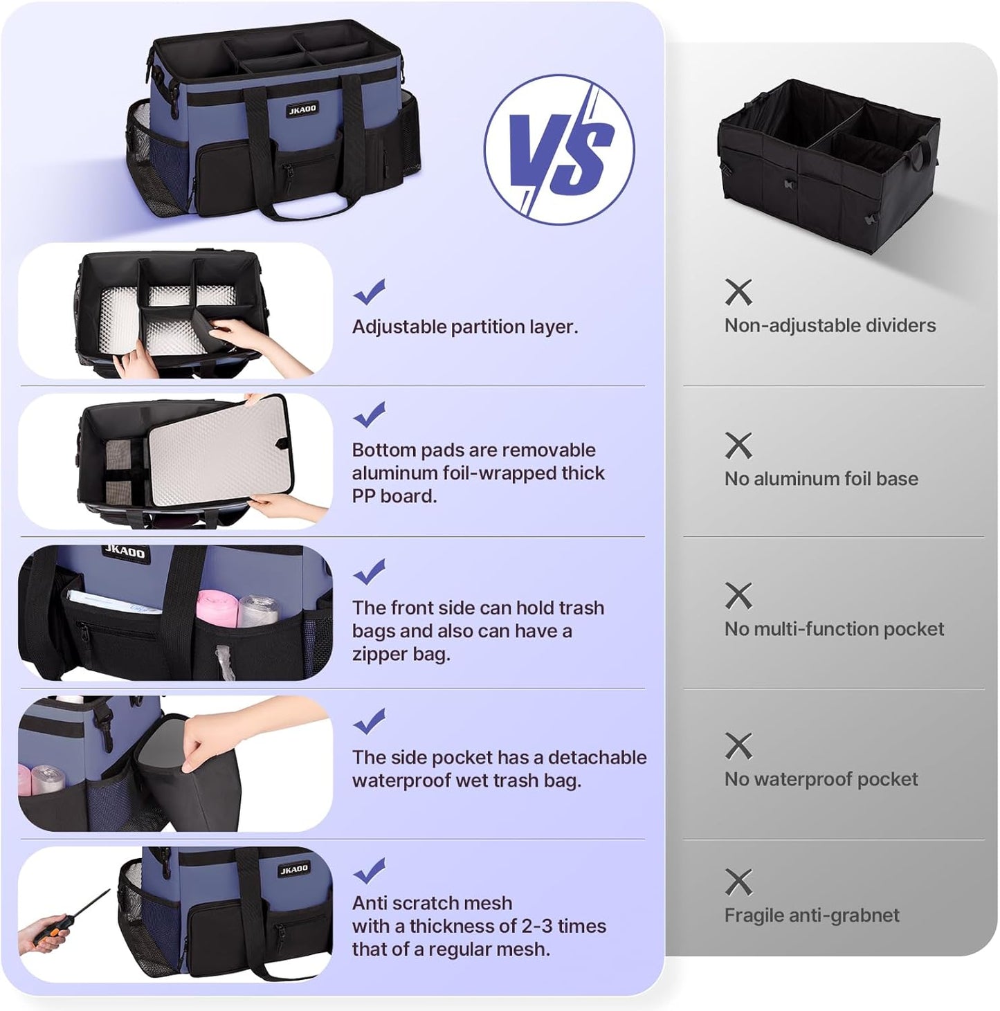 Large Wearable Cleaning Caddy Bags,Cleaning Supplies Storage Bag with Handles and Adjustable Shoulder Strap and Removable Waist Straps,Waterproof Cleaning Bags for Home,Car,Office (Denim Blue)