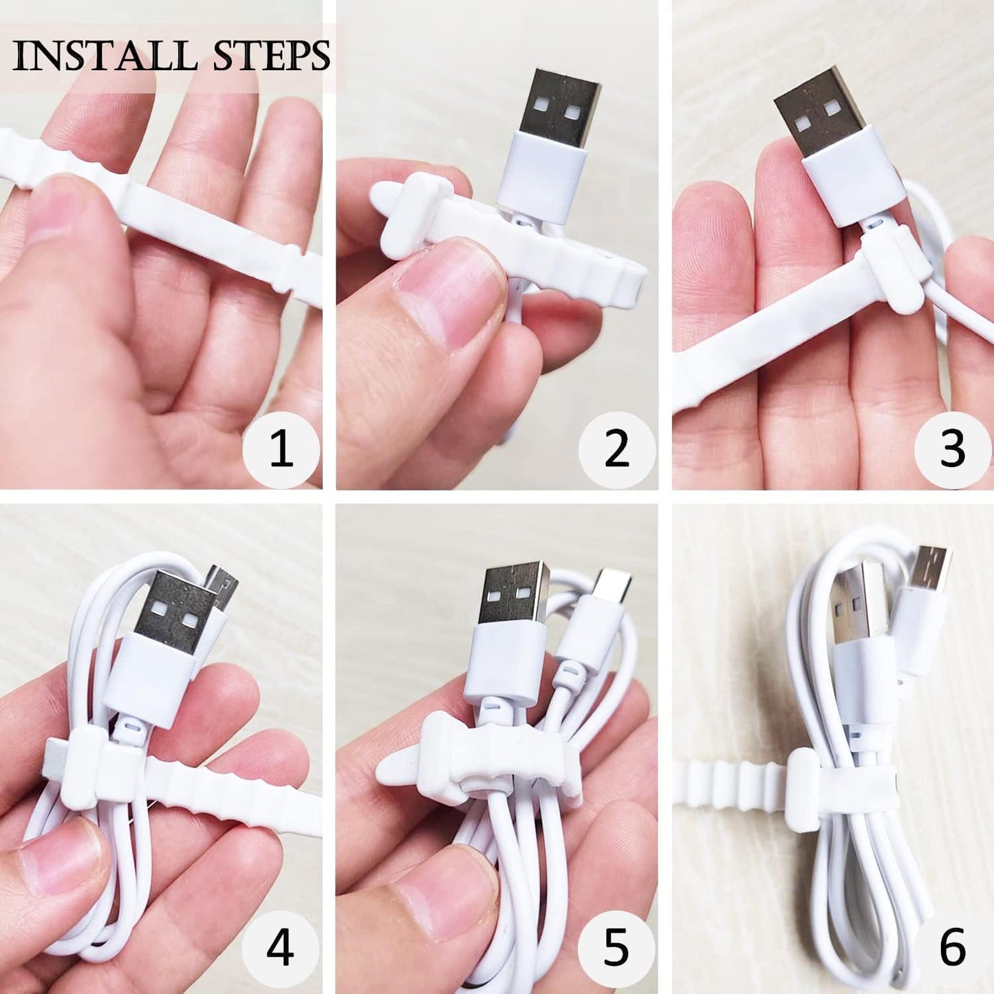 24Pcs Reusable Silicone Zip Ties, Rubber Cable Ties for Cable Management, 4.5 Inch Elastic Cable Organizer for Home Office Table Desk Organization, Bundling Cable Wires (12 Colors)