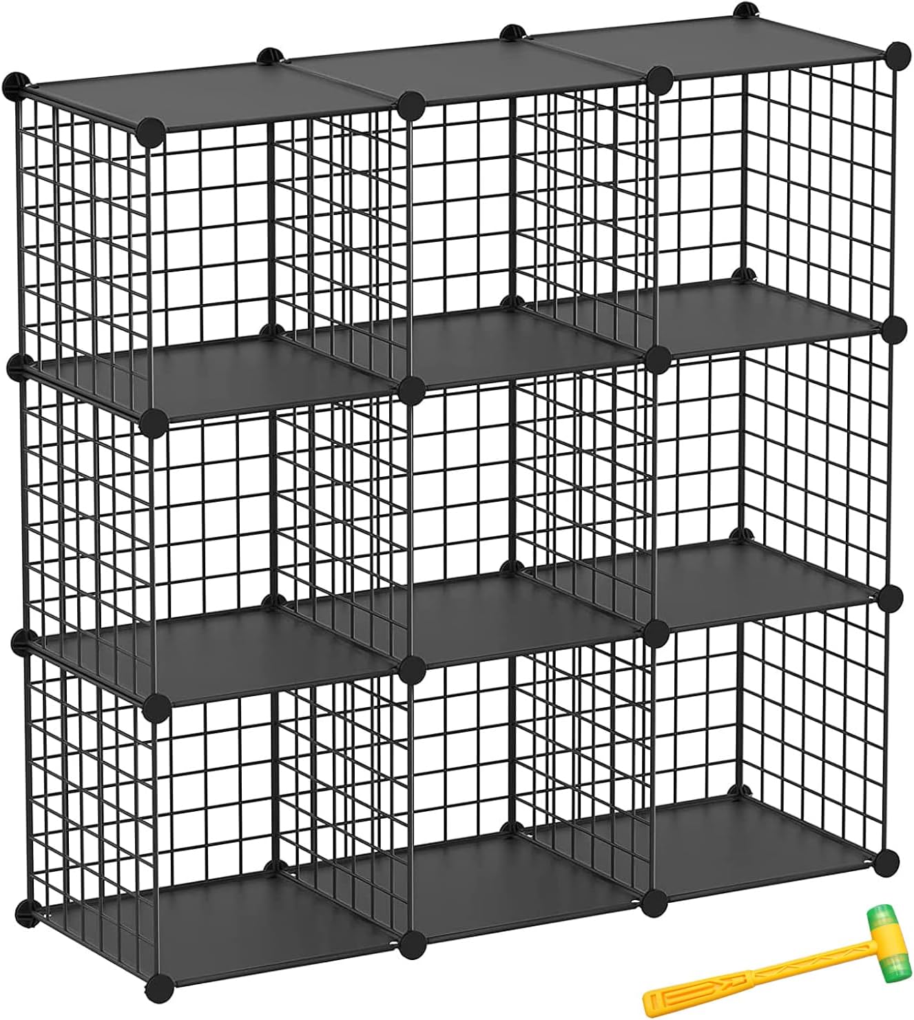 TUMUCUTE Wire Cube Storage Organizer, 9-Cube Metal Storage Shelves Bookshelf, Stackable Modular Closet Organizer for Bedroom Living Room, Office, Storage Shelves