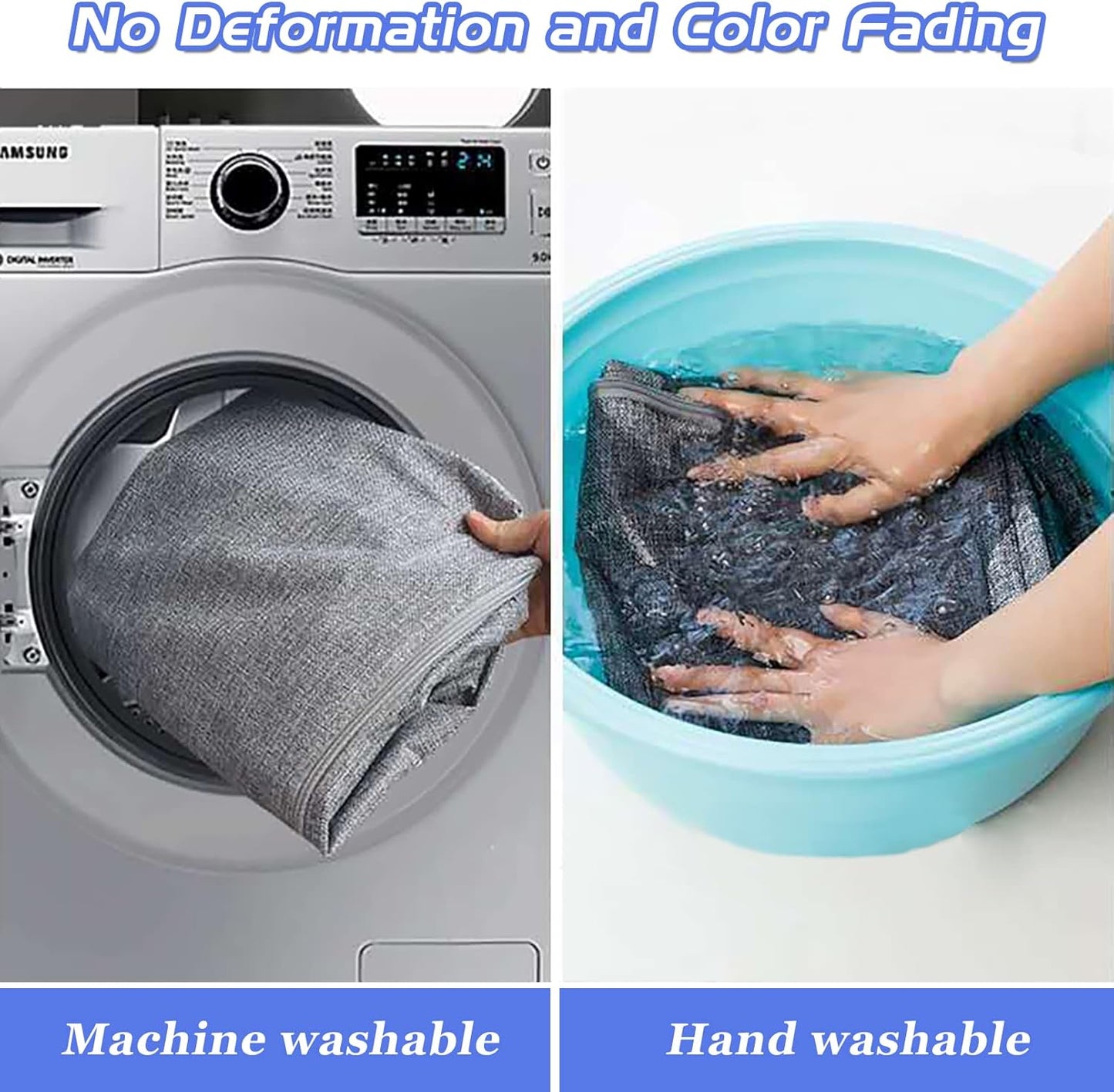 2Pack 105L Extra Large Storage Bags, Folding Moving Comforter Blanket Storage Bags Closet Organizers and Storage Containers for Clothes with Strong Handles&Zippers Clear Window for Bedding Pillow Grey