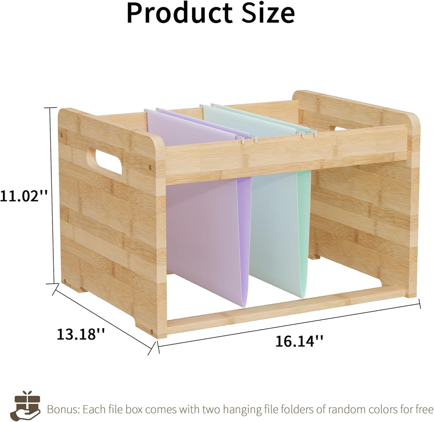 2 Pack Bamboo Hanging File Organizer, Office Desk File Organizer for Letter Size, Wood Hanging File Folders Organizer Record Holder Storage Stand Bookshelf Easy Assembly, Natural