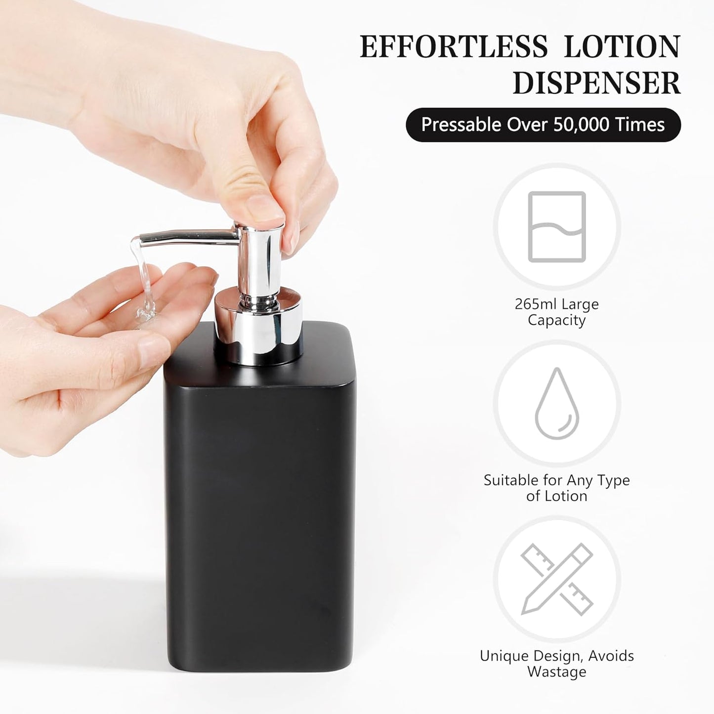 Bathroom Accessories Set, 4 Pcs Bathroom Accessory Set, Soap Dispenser, Toothbrush Holder, Qtip Holder Set, Bathroom Sets Complete, Bathroom Sink Set for Modern Home Decor, Black