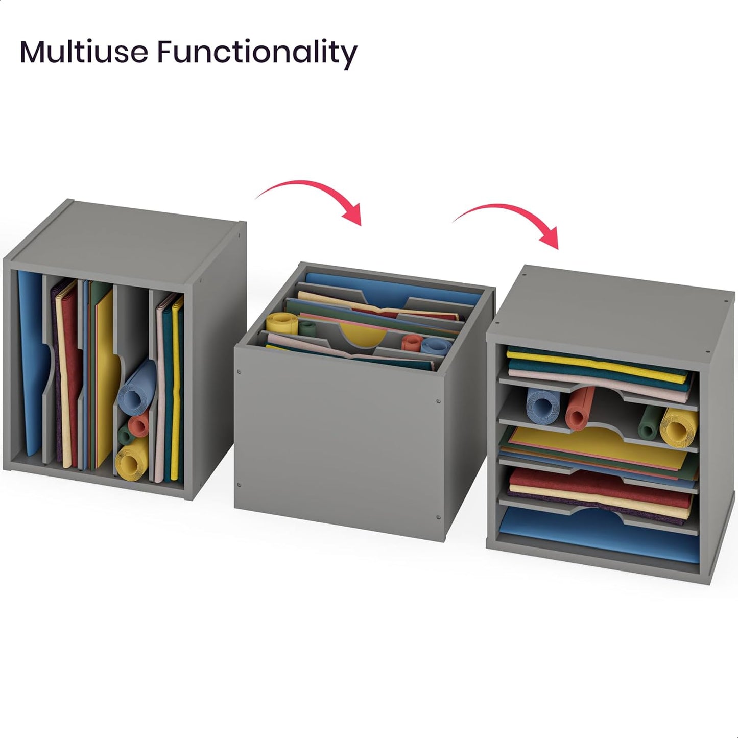 Ballucci File Organizer Paper Sorter, 5 Tier Adjustable Shelves Office Desk Organizer, 13 5/8" x 9 1/4" x 12", Gray