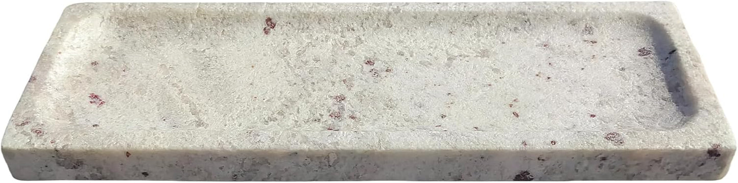 Vintage Marble Organizer Vanity Tray: 10.6” x 3.5” Decorative Tray for Bathroom Kitchen Coffee Table Entryway Storage, Royal Jade