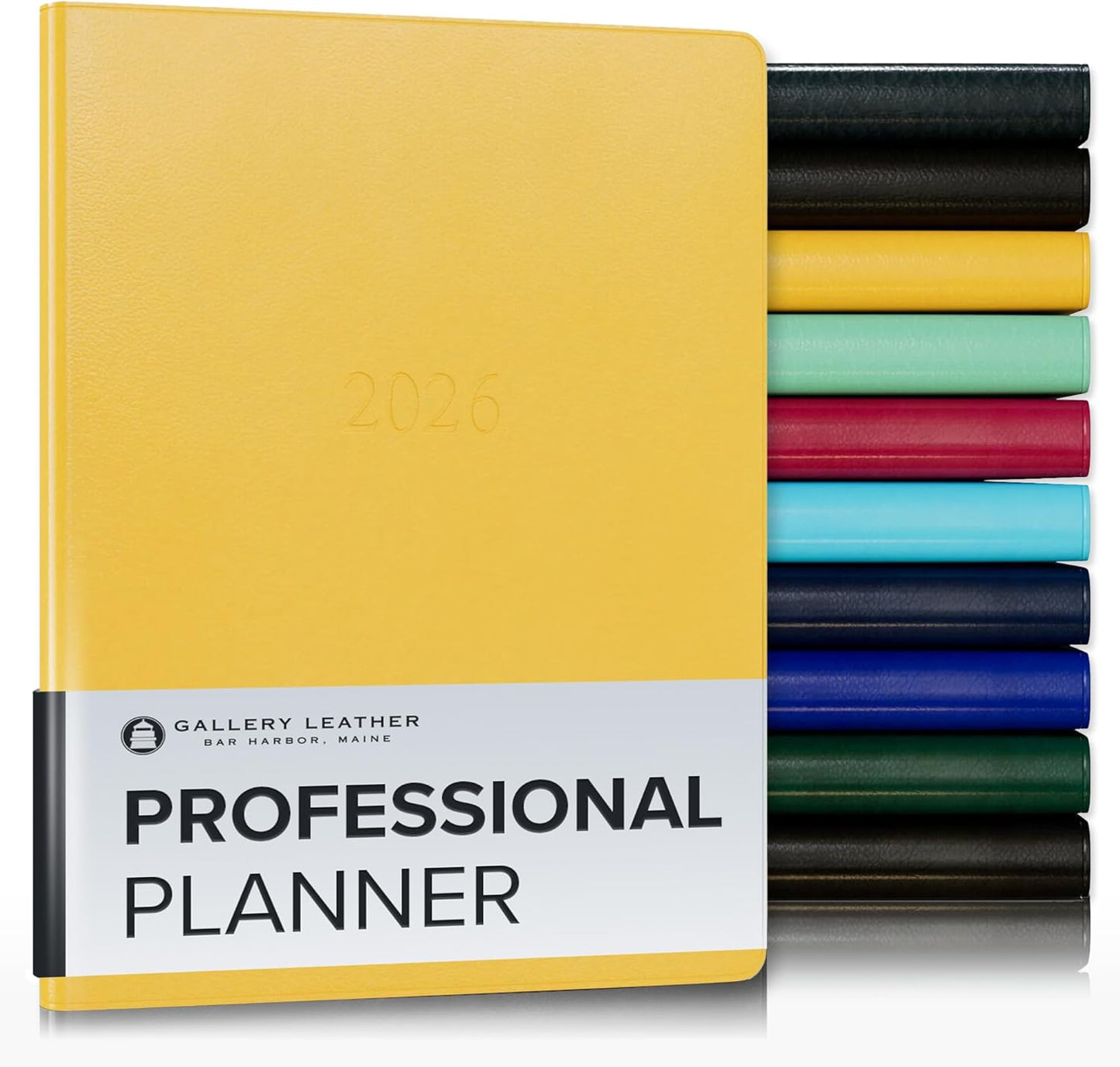 Gallery Leather Professional Weekly Monthly Planner 2026, Elegantly Bound Calendar Planner and Notebook with Stylish Gold-Gilded Page Edges, 12 Months - Caribbean Yellow - 9 x 7 "