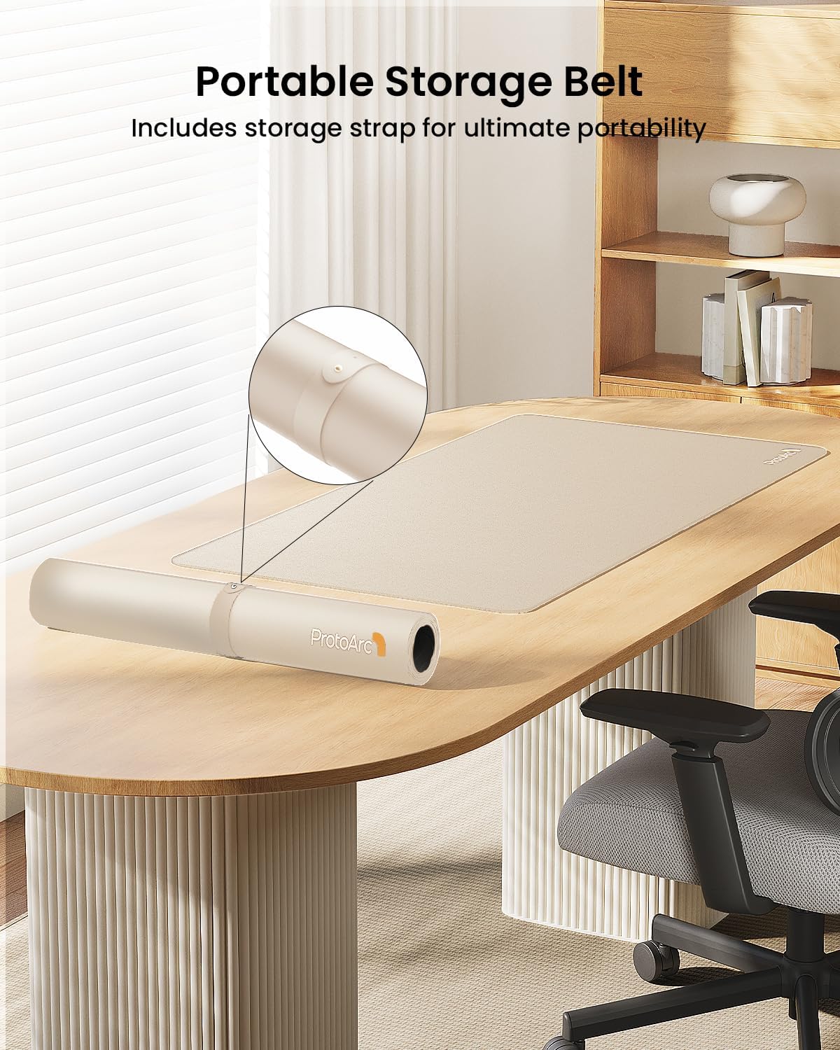 ProtoArc Leather Desk Mat, Large Mouse Pad- 31.5×15.8 inch, Non-Slip PU Leather Desk Pad Protector, Premium Desktop Mat for Computer, Keyboard and Mouse, Milk Tea