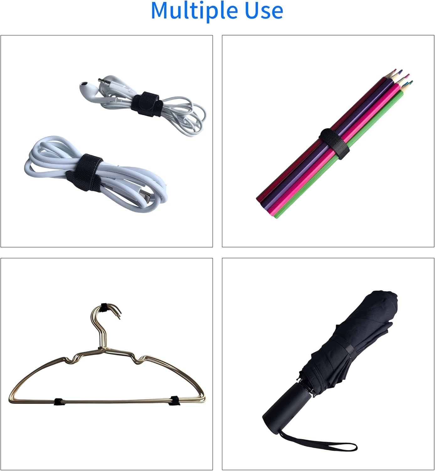 56 PCS 6 Inches Black Reusable Cable Ties, Adjustable Cord Straps, Cable Organizer, Cord Wrap and Hook Loop Cords Management