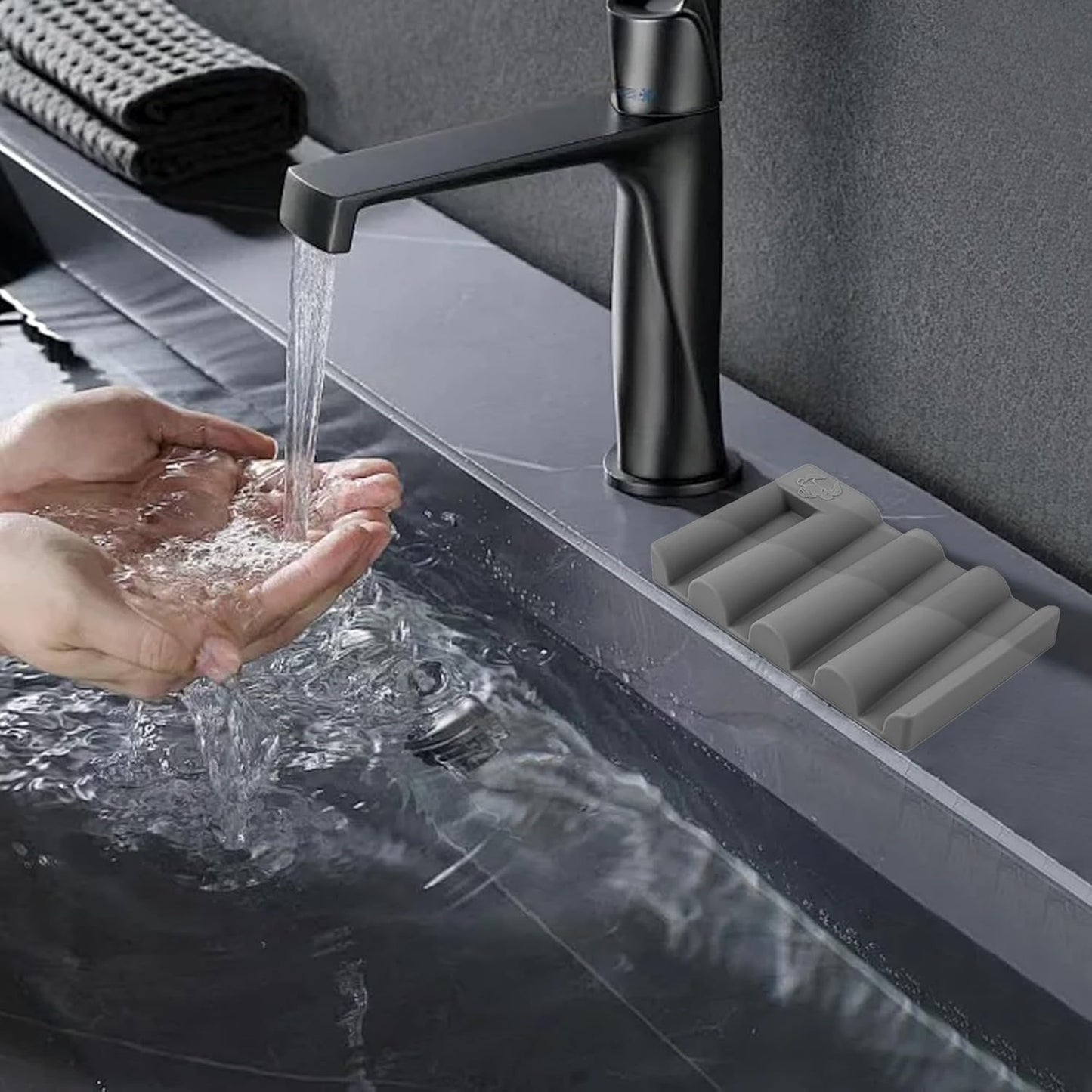 Soap Dish for Shower, Bathroom & Kitchen – Non-Slip, Self-Draining Design to Keep Soap Dry, Extend Soap Life – Easy to Clean, Compact & Durable (Grey, 1 pcs)