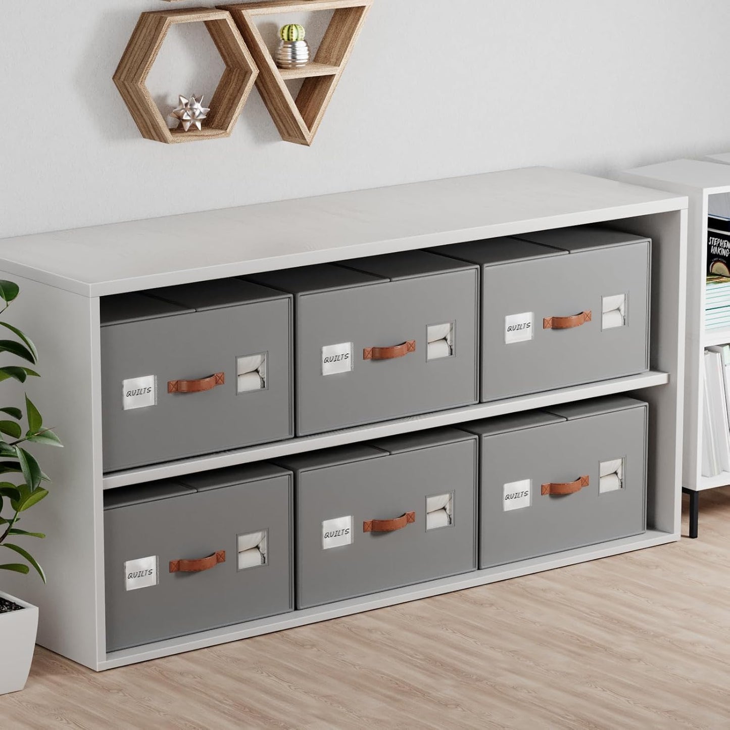 2 Pack comforter Storage Organizers, king&queen size blanket Organizers with Reinforced Walls ，Foldable 21"x18"x11" Space-Saving Design for Bedding Storage & sheet storage