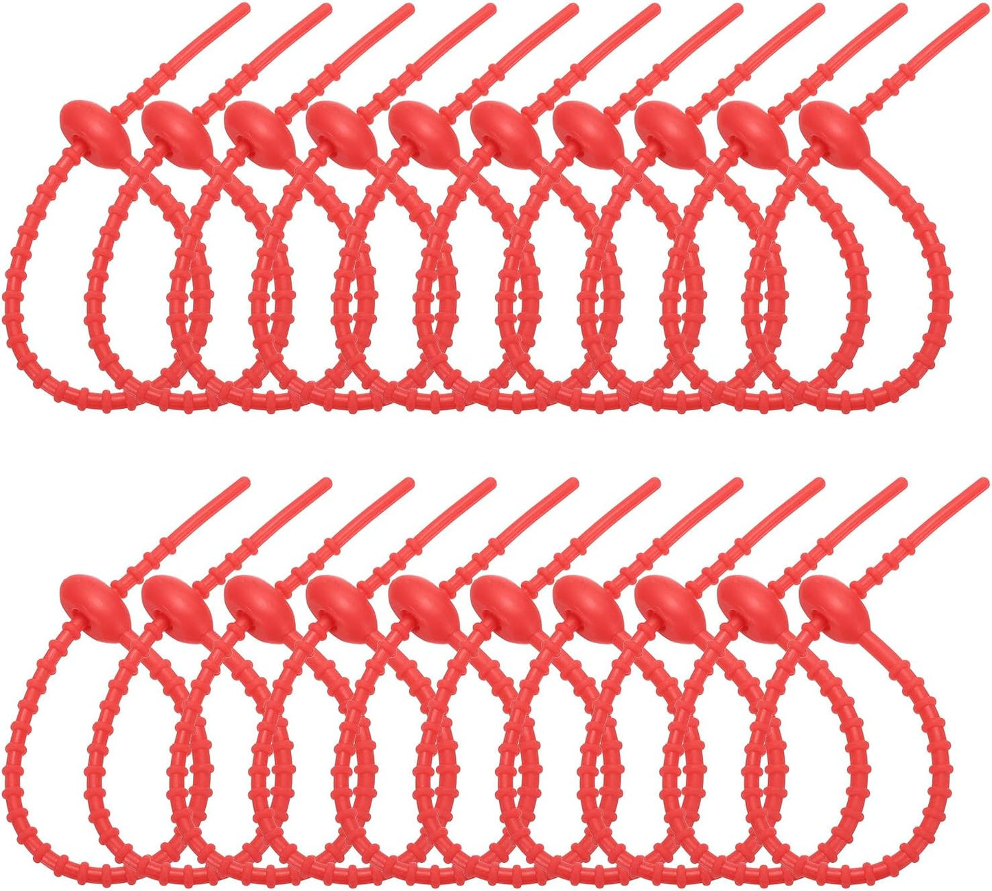 PATIKIL 8 Inch Silicone Cable Ties, 20pcs Rubber Reusable Twist Zip Ties Organizer for Home Office Kitchen Food bags Wires Adjustable Bag Clip, Deep Red