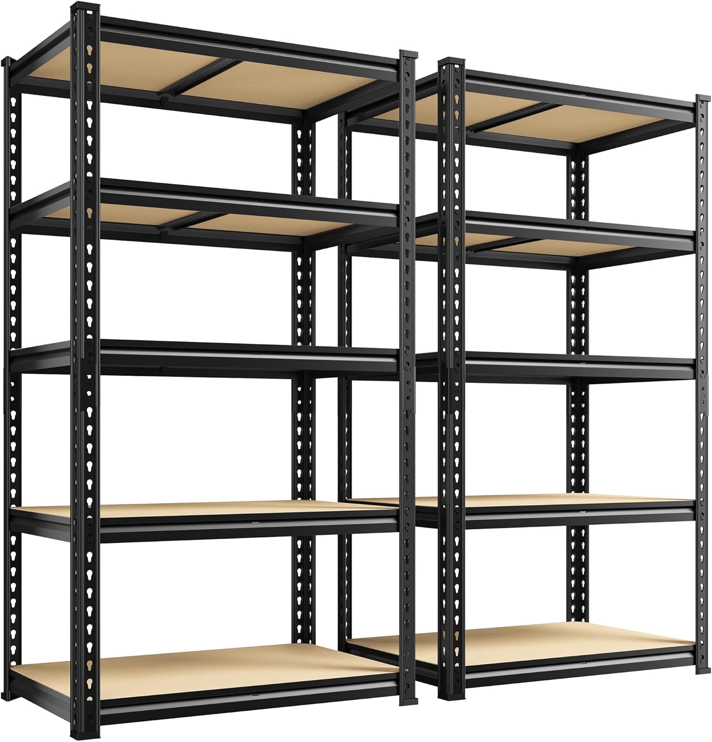 Set of 2 Storage Shelves 27.7"W Metal Shelving 2010LBS Garage Shelving Heavy Duty Garage Shelves Adjustable 5 Tier Metal Shelf for Pantry Kitchen Closet Basement Warehouse 11.9"D×27.7"W×60"H
