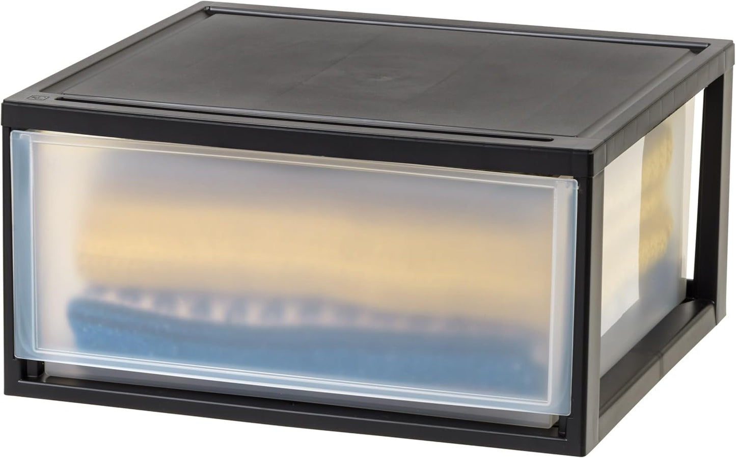 IRIS USA 47 Qt. Plastic Drawer Storage Organizer Stacking Drawers, 2-Pack, Stackable Unit with Sliding Drawer for Clothes Bedroom Kitchen Under Sink Pantry Craft Room Bathroom Dorm Office, Black