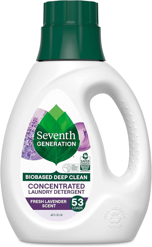 Seventh Generation Concentrated Laundry Detergent, Stain Fighting Formula, Fresh Lavender scent, 40 oz (53 Loads)