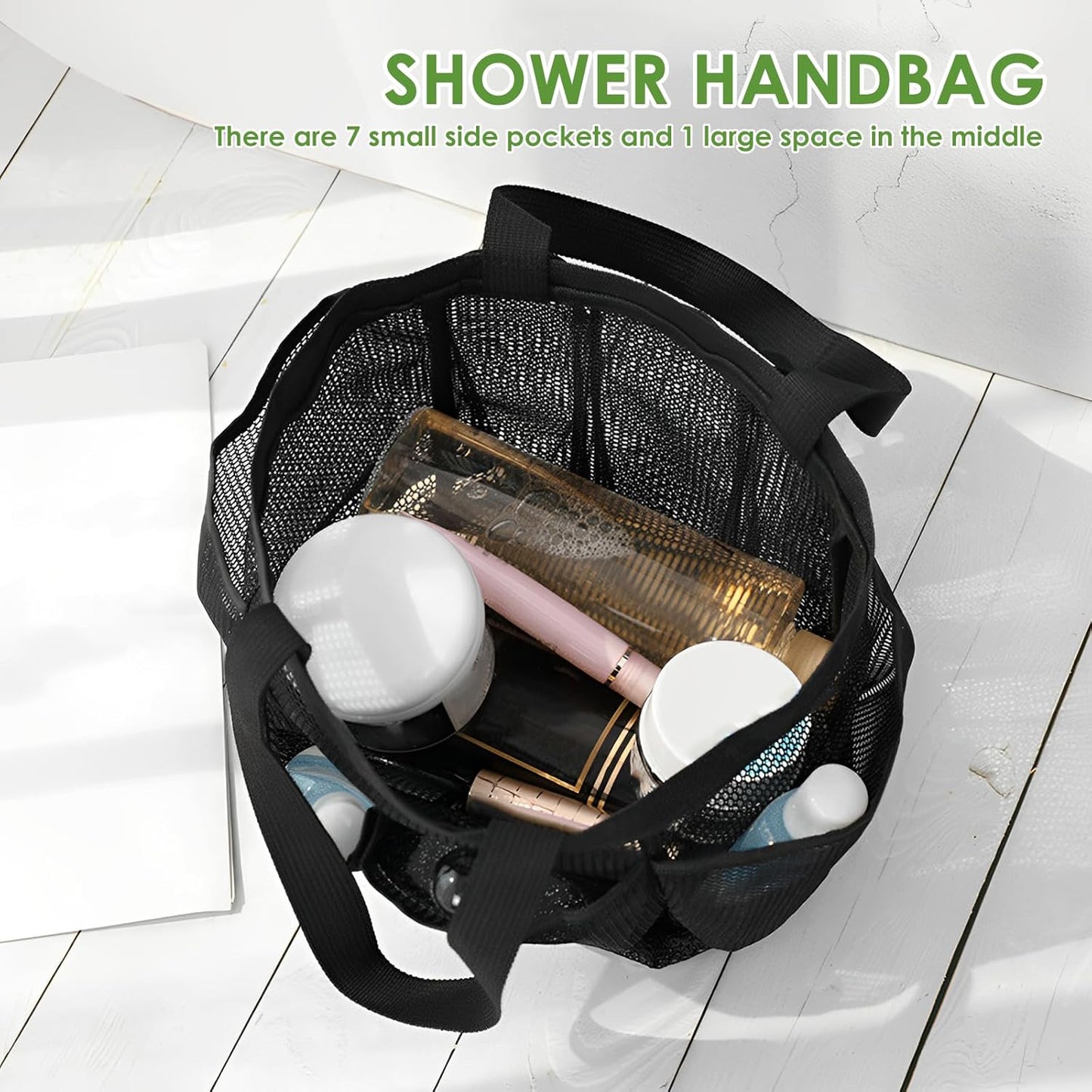 3 Pcs Mesh Shower Caddy Tote Bag Large Capacity Basket with 9 Storage Pocket Portable Hanging Toiletry Caddy Bag Breathable Toiletry Caddy Organizer for Bathroom College Dorm Gym Camping Travel