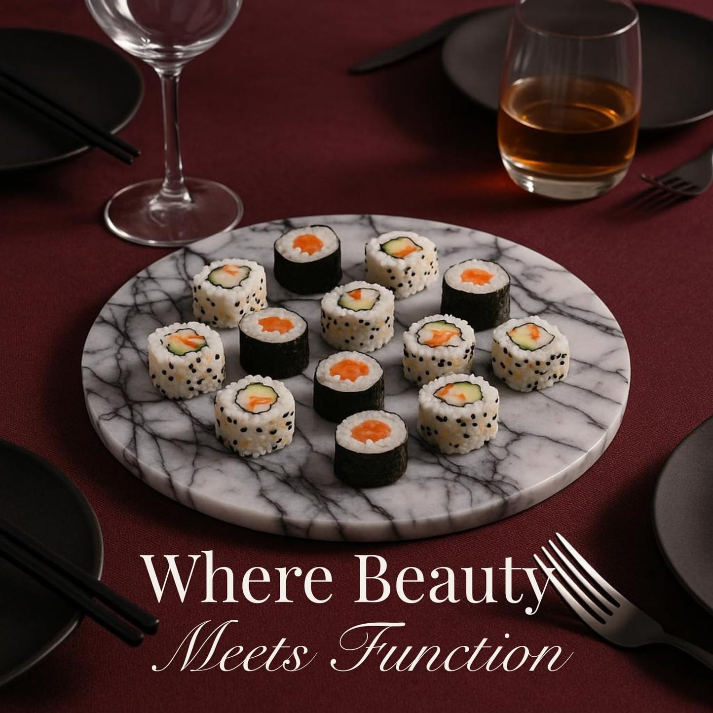 Handcrafted Marble Tray – Bathroom Counter Organizer, Jewelry Tray, Perfume Organizer & Decorative Tray for Vanity Accessories, Coffee Table Decor & Bathroom Countertop, Stone Trays (Round, Leilac)