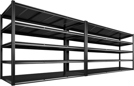 REIBII 60" W Garage Shelving Heavy Duty 3000LBS Storage Shelves Heavy Duty Shelving, 5 Tier Metal Shelves, Adjustable Commercial Shelf, Easy Assembly, 60" W x 24" D x 72" H, 2 Pack
