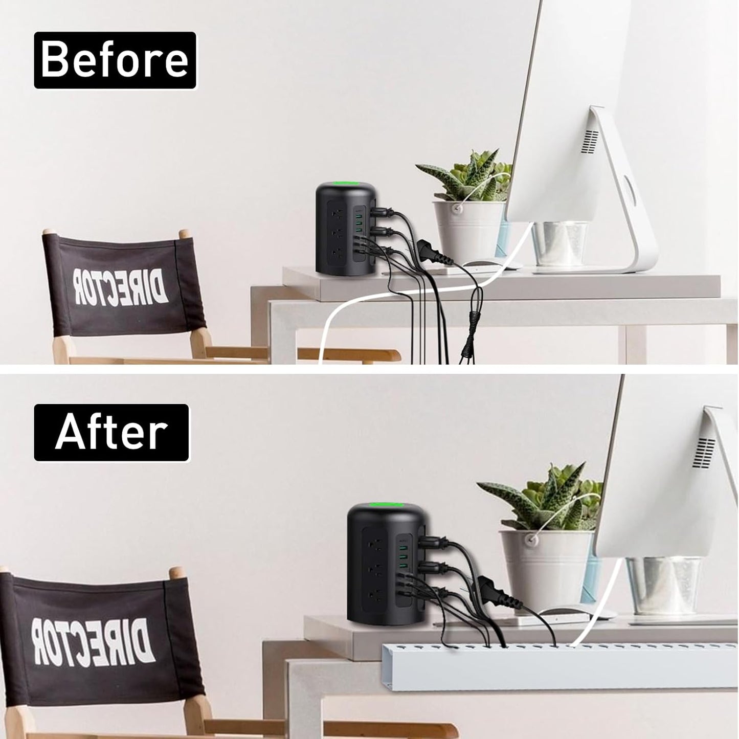 Updated White Cable Raceway Kit, 155（10x15.5） inch Open Slot Wire Covers for Cords, Cable Management System to Hide Under Desk/TV/Computer/Net/Power Cords(Pack 10)