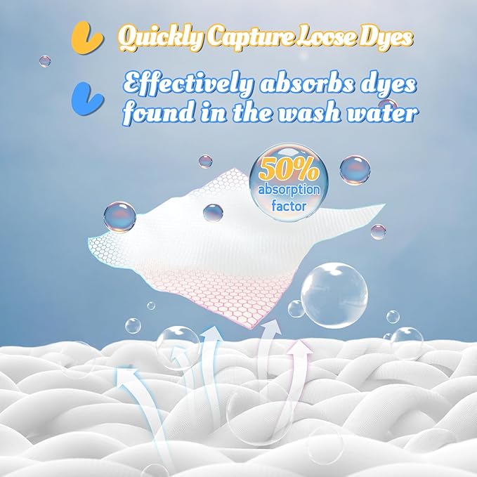 Catcher Sheets for Laundry 54 Count, Dye Catcher to Prevent Color Runs, Grabber Sheets for Home, Apartment, Dorm, Hotel