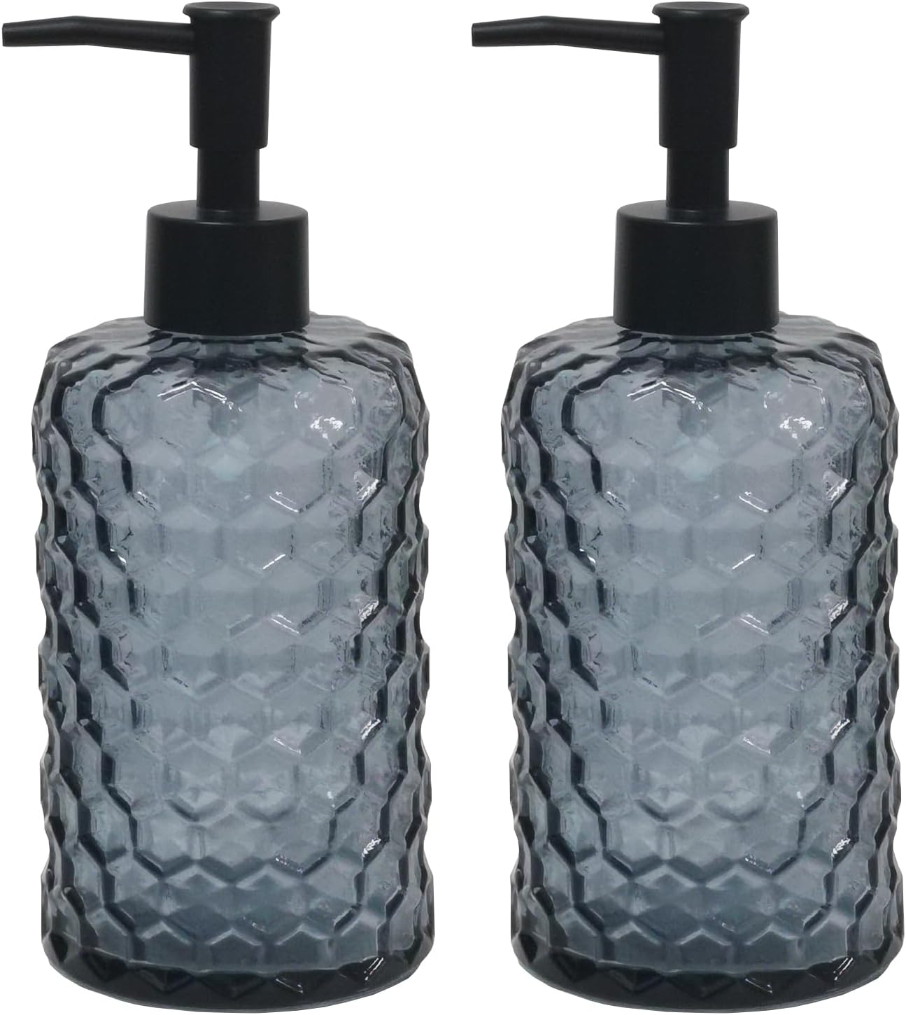 Glass Soap Dispenser with Plastic Pump, 17oz Liquid Hand Soap Dispenser for Kitchen & Bathroom, Great for Lotions, Essential Oil, Liquid Soaps (Grayish Blue)