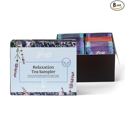 Yogi Relaxation Sampler Box (32 Tea Bags) - 8 Favorite Herbal Teas - Organic & Caffeine Free