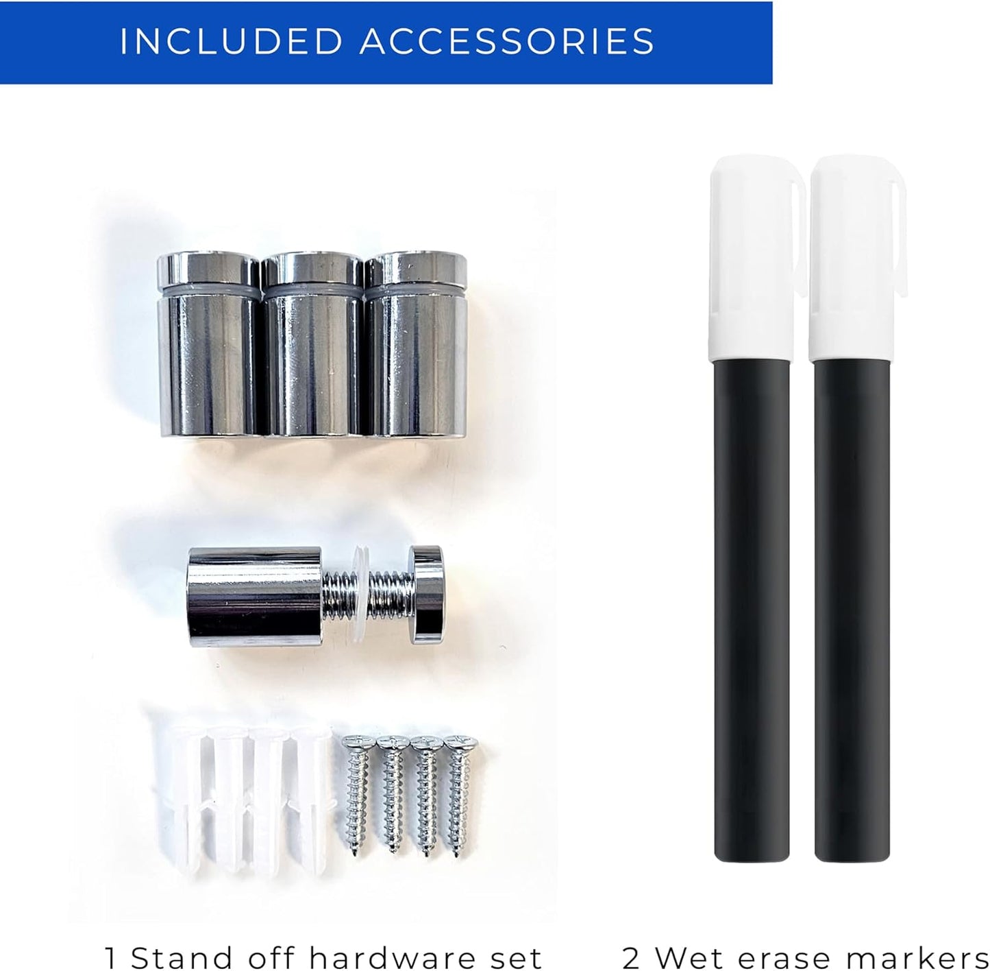 9x12 Dry Erase Board for Wall - with .25 Black Acrylic and Chrome Stand Off Finish - Perfect Whiteboard for Office, Home, Classroom - Durable and Stylish .25 Black Acrylic Dry Erase Board