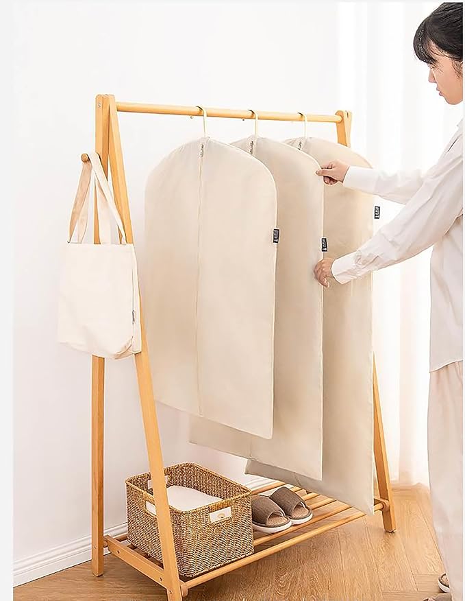 100% cotton canvas garment bags for closet storage and travel suit bags for clothes, coats, jackets, shirts, dresses suit garment cover for hanging clothes storage (24''x40'')