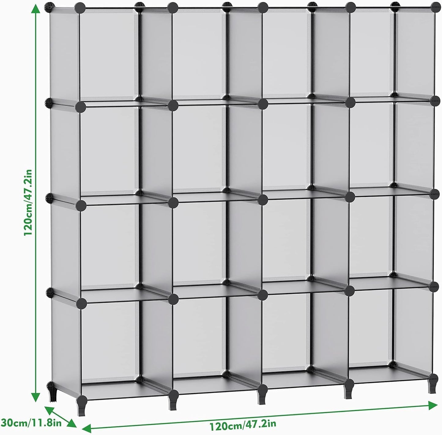 HOMIDEC Closet Organizers and Storage, 16 Cube Storage Organizer, Portable Closet Organizer Cubes Shelves for Clothes, Bedroom, Wardrobe, Kids Room, Bathroom, Grey