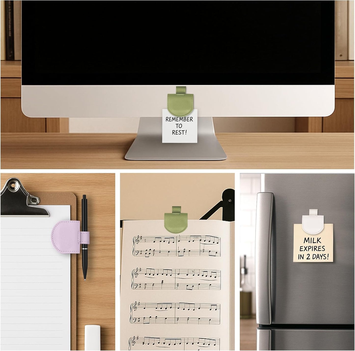 Magnetic Pen Loop Holder, Pencil Holder for Notebooks, Journals, Calendars, PU Leather 3 Pack