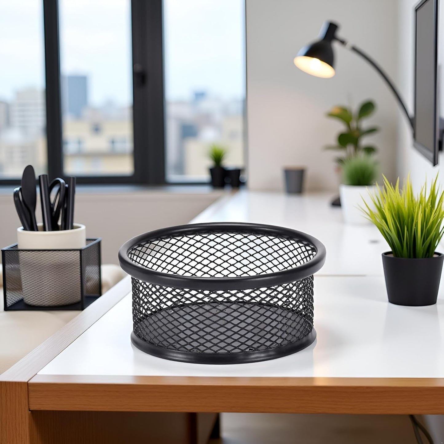 1 Pc Black Minimalist Metal Paper Clip Holder Mesh Paperclip Bowl Binder Clip Dispenser Desk Bobby Pin Container Organizer for Home Office Classroom School Desk Supplies Holders and Dispensers