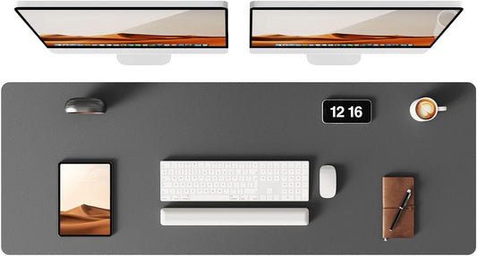 YSAGi Leather Desk Pad Protector, Office Desk Mat, Large Mouse Pad, Non-Slip PU Leather Desk Blotter, Laptop Desk Pad, Waterproof Desk Writing Pad for Office and Home (Dark Grey, 47" x 17")