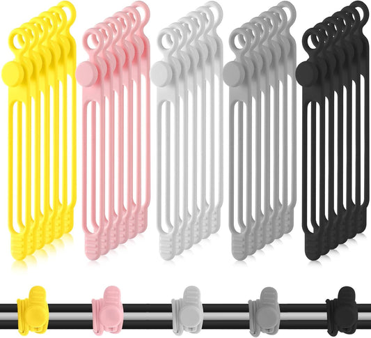 Nuanchu 40 Pcs Silicone Cable Ties Reusable Holder Adjustable Straps Multipurpose Charging Cable Organizer for Fastening Charging Cords Wires(4.17 Inch,Assorted Color)