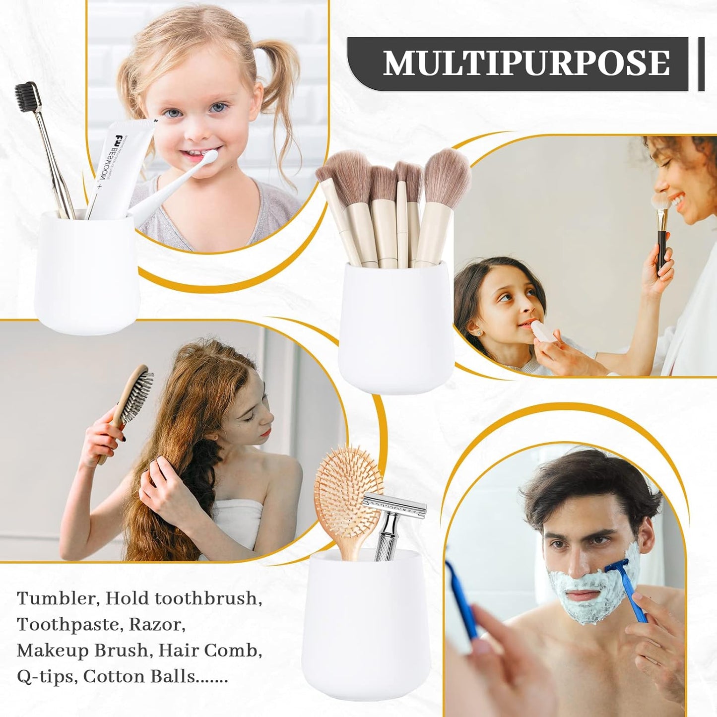 BosilunLife White Bathroom Accessory Set - 3 pcs Ceramic Bathroom Soap Dispenser Set Farmhouse Bathroom Decor Sets Accessories, Soap Dispenser and Toothbrush Holder, Tray (White Set - Liquid Pump)