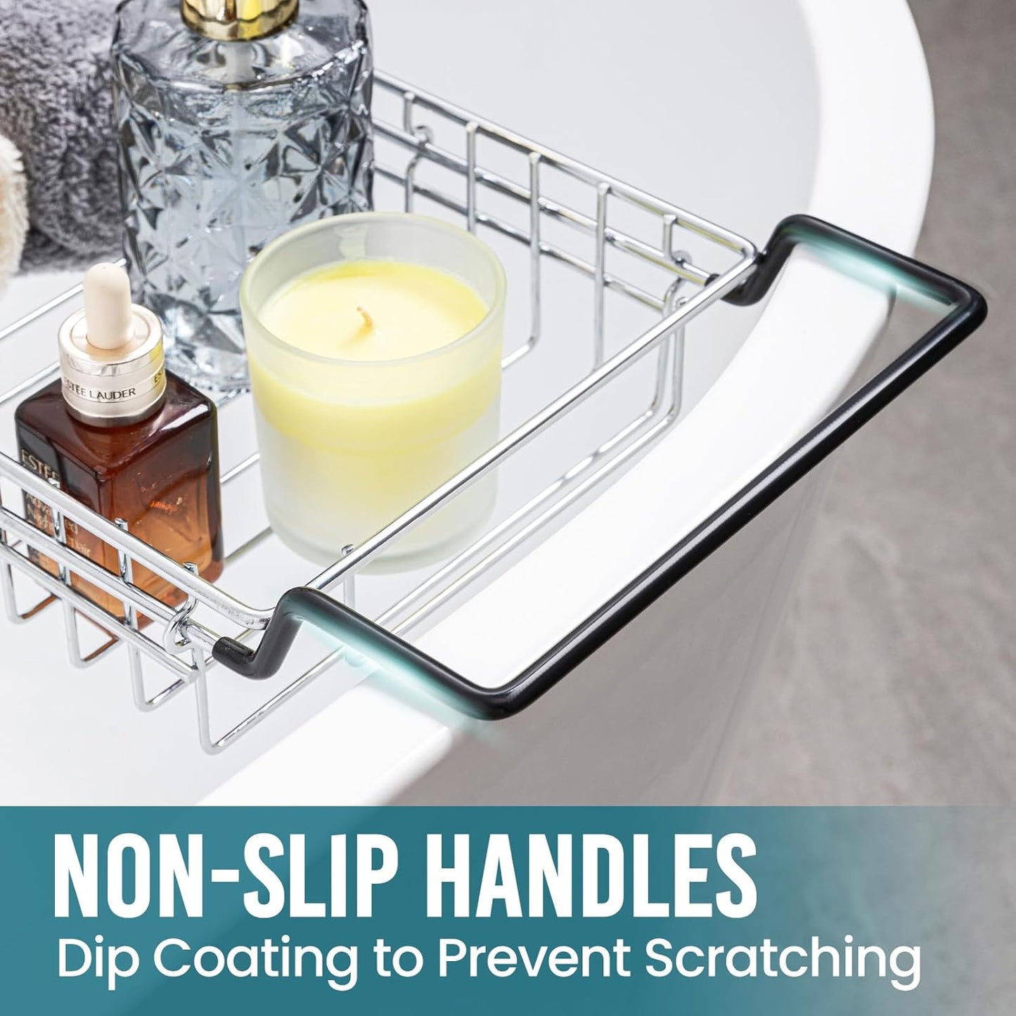 TAILI Bathtub Tray Table for Luxury Bath, Expandable Extra Wide Bthtub Caddy with Reading Holder, 304 Stainless Steel Over The Tub Bath Tray for Bathroom Accessories