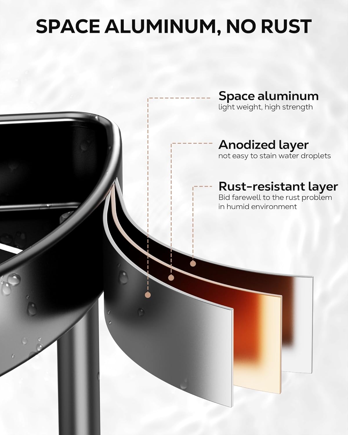 Nieifi Corner Shower Caddy Stand-4 Tier Rustproof Anodized Aluminum Standing Shower Organizer-Shower Caddy Corner-Dual Stability to Anti-Shaking-Height-Adjustable Legs for Uneven Surfaces-Black