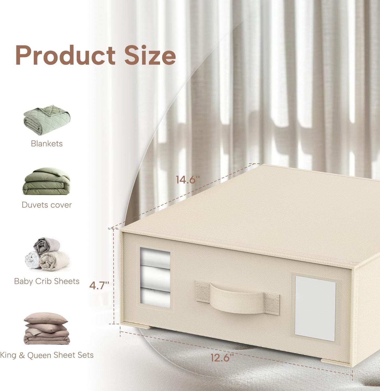 Criusia Bed Sheet Organizers and Storage, 4 Pack Foldable Linen Closet Organizers – Bedding Holder for Sheet Set (King/Queen Sizes), Duvet Covers, Blankets (Beige)