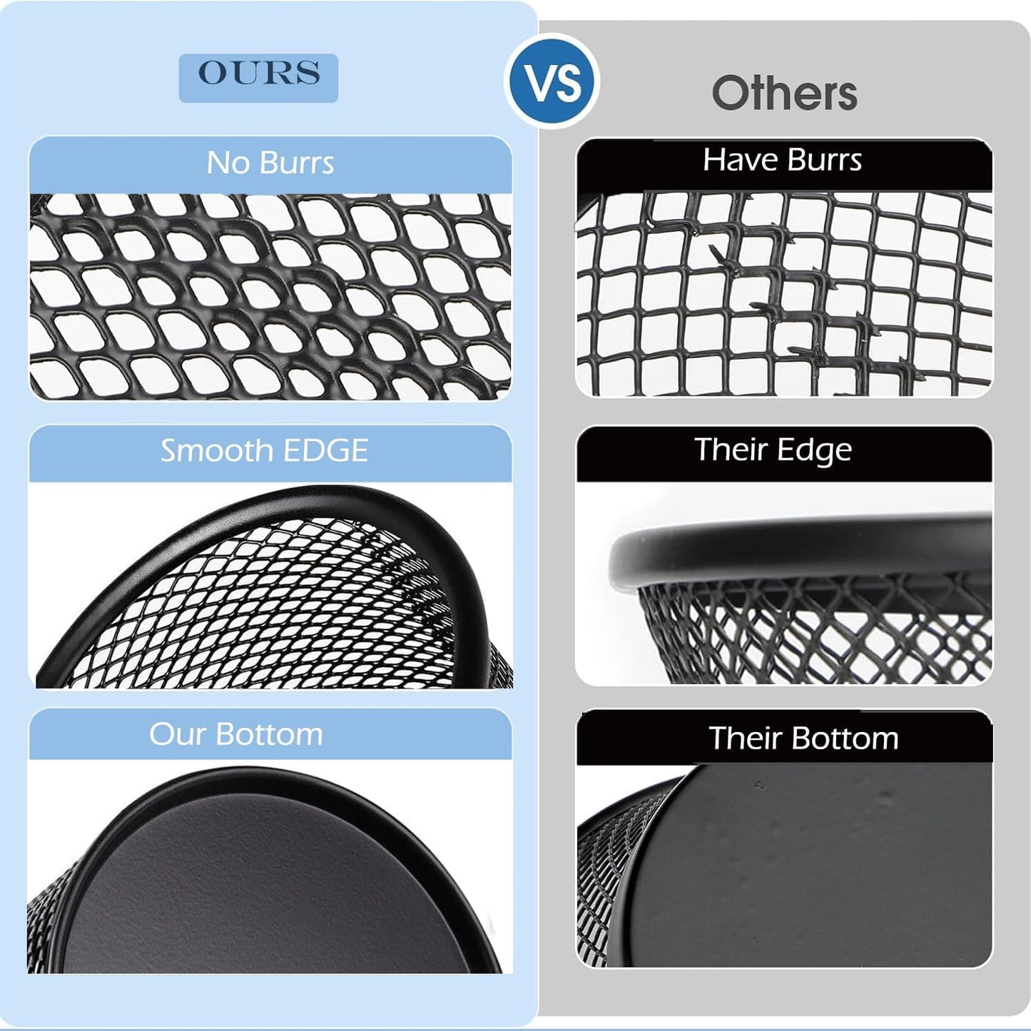 Pen Holder Mesh Pencil Holder Metal Pen Holder Cup Pencil Cup Holder for Desk Office Pen Organizer Black, 4 Pack