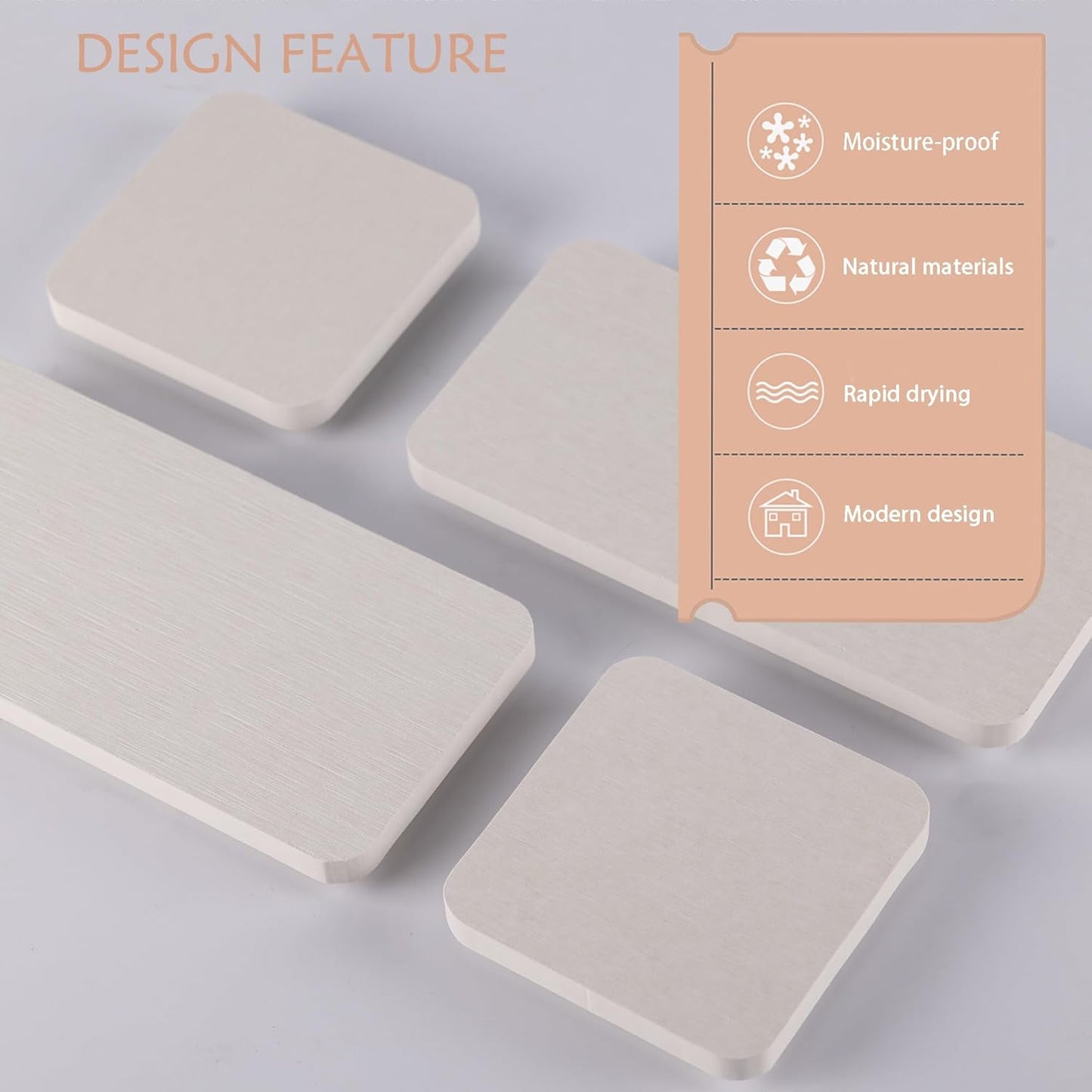 Set of 4 Water Absorbent Stone Trays, Kitchen/Bathroom Soap Dish, Instant Dry Sink Organizers Used for Hand Soap & Plants & Toiletries in The Modern Home