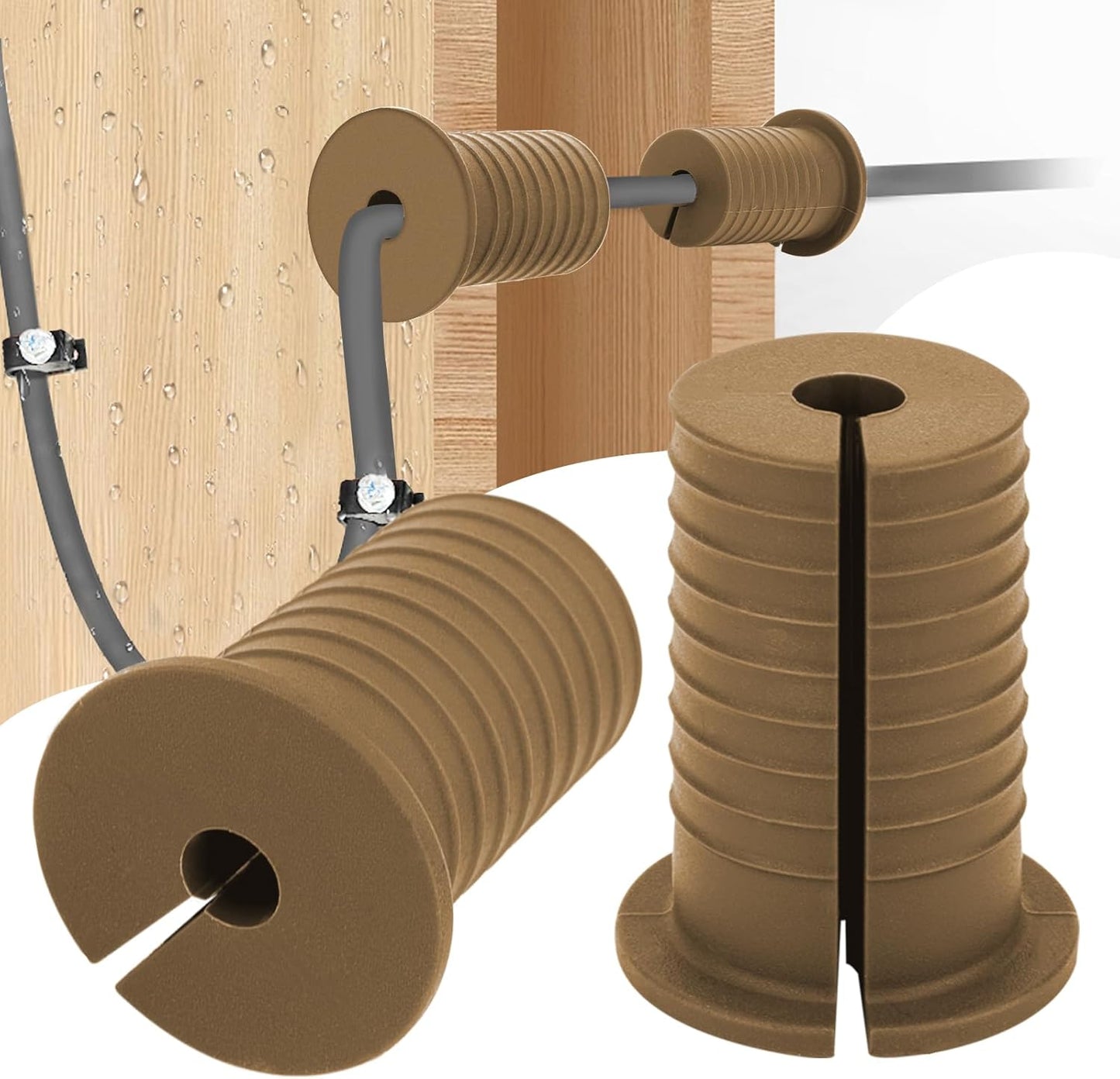 2 Pcs Starlink Cable Routing Kit for 1 Inch Wall Hole, Brown Silicone Wall Grommet for Ethernet Cable, Perforated Cable Punch Grommet, Starlink Accessories