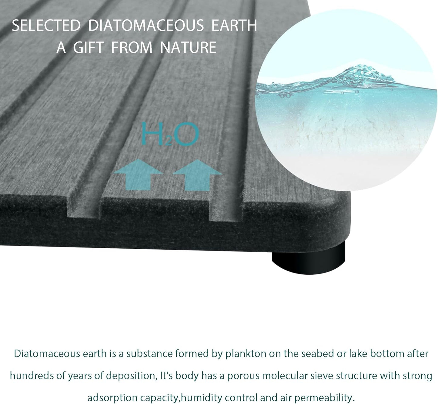 2 PCS Fast-Drying Sink Stone Tray, 12" x 5.5" Super Absorbent Diatomite Coasters, Grooved Design, Water Absorbing Stone Used for Hand Soaps & Plants & Toiletries in The Modern Home