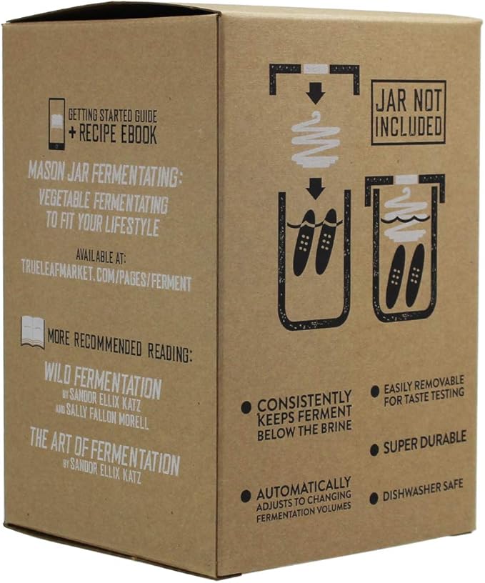 Stainless Steel Fermentation Jar Kit | 3 Waterless Fermenter Airlock Lids & 3 Pickle Helix Fermentation Weights, for Wide Mouth Mason Jars | Recipe eBook Included with Fermenting Kit