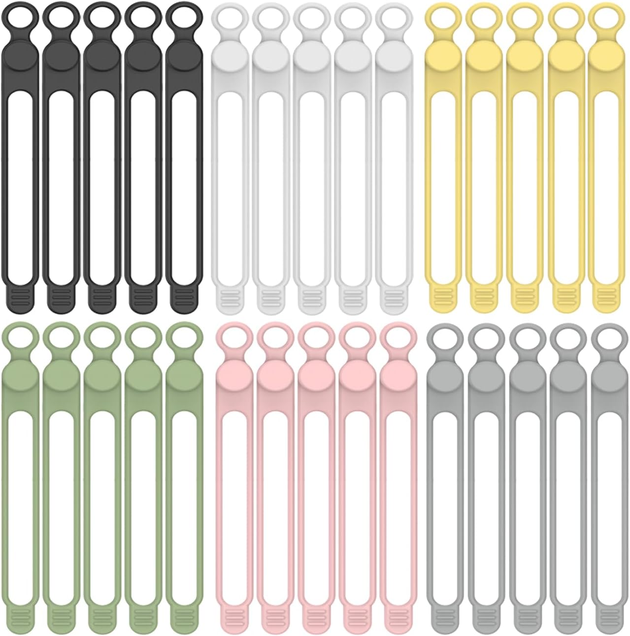 30Pcs Silicone Cable Ties, Reusable, Colored, 4.2Inch