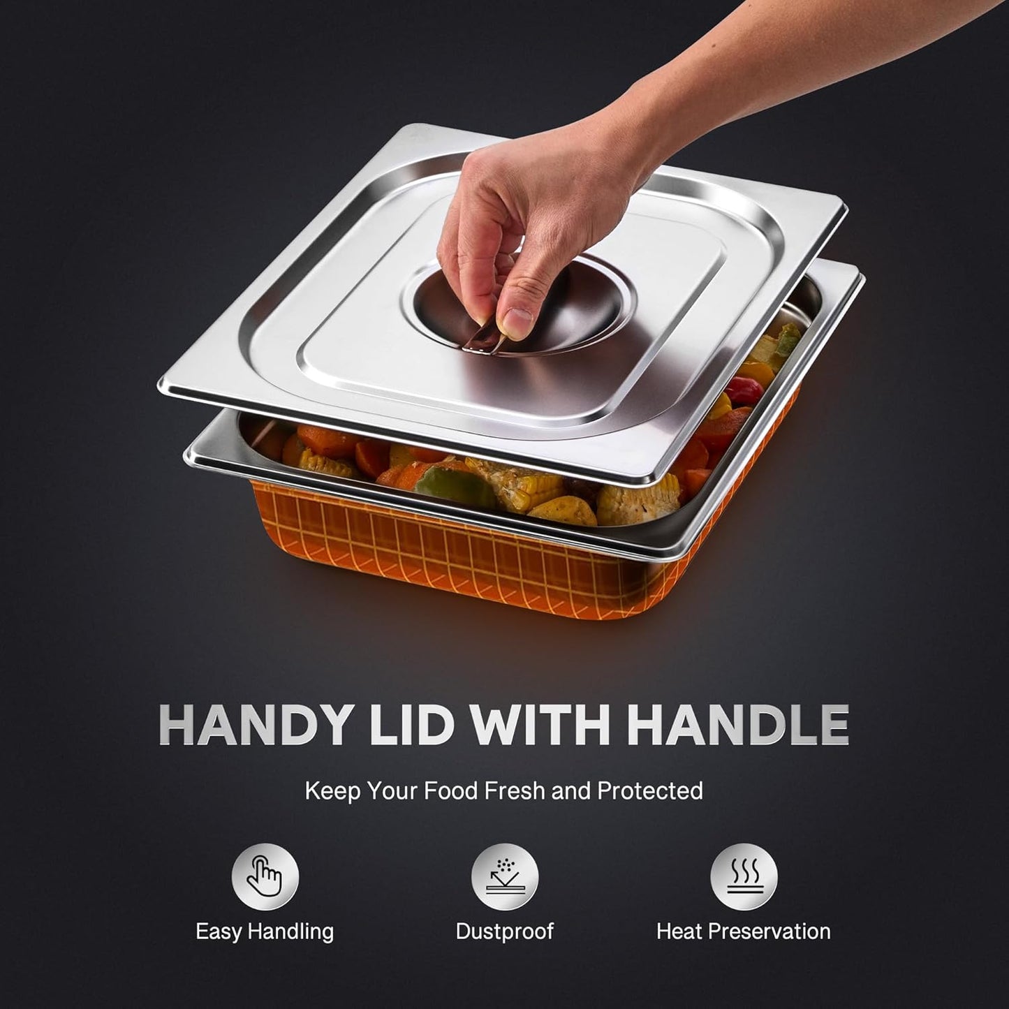 WILPREP 6 Pack Hotel Pans NSF Listed, 1/2 Size 2.5 in Deep Steam Table Pans with Lids, Food Grade Stainless Steel Hotel, 4.8 qt Catering Food Storage for Buffets Events Restaurants