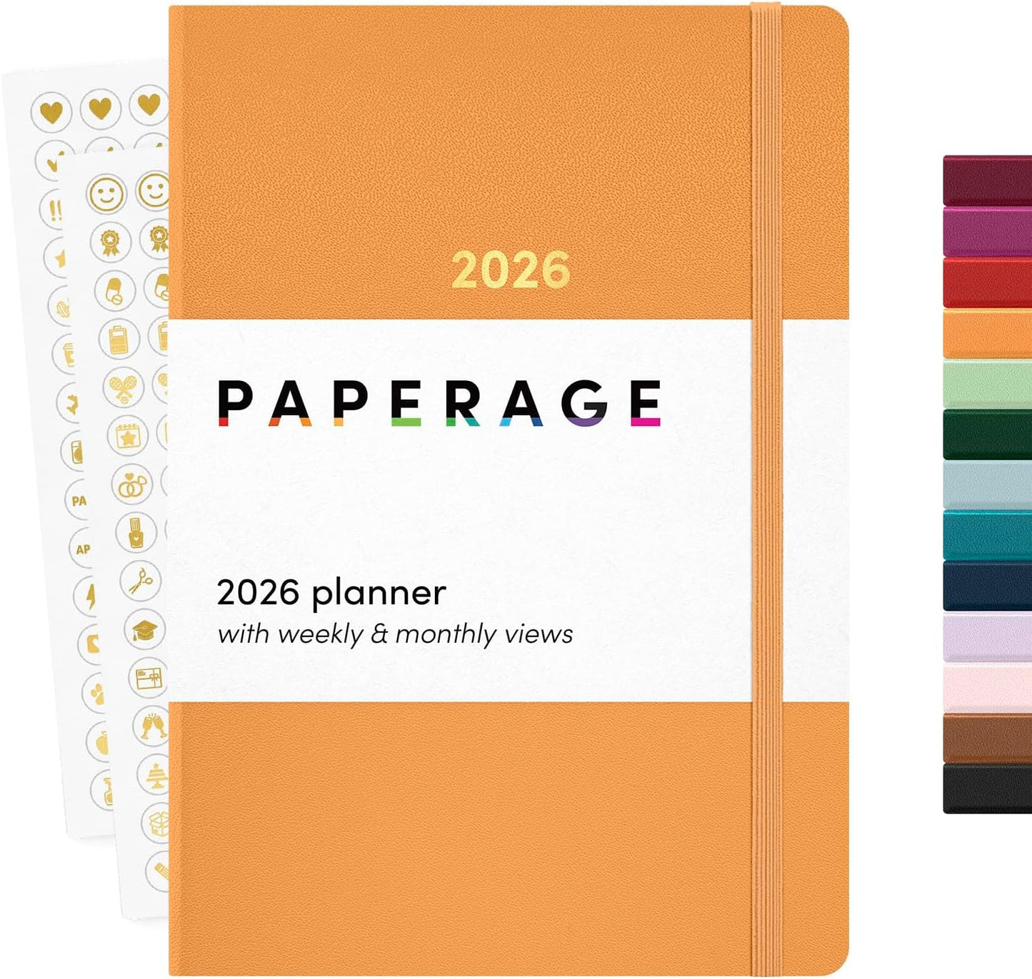 PAPERAGE 2026 Weekly & Monthly Planner, 12 Months (January 2026 - December 2026), 5.6 in x 8 in, Hardcover 2026 Planner with Weekly & Monthly Spreads, Note Pages, Stickers & Back Pocket – Marigold