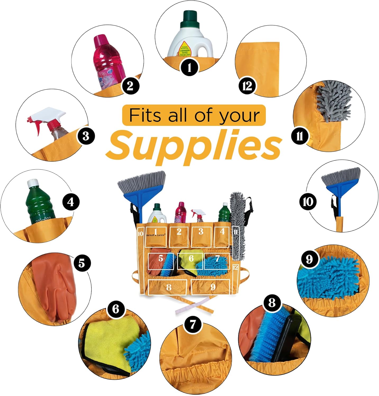 Trash Can Caddy Bag | Fits 32-55 Gallon Can | Brute & Uline Compatible | Heavy Duty Vinyl | Garbage Bin Apron | XL Commercial Size | Cleaning Caddy Organizer | Custodian & Janitorial Supplies (2 Pack)